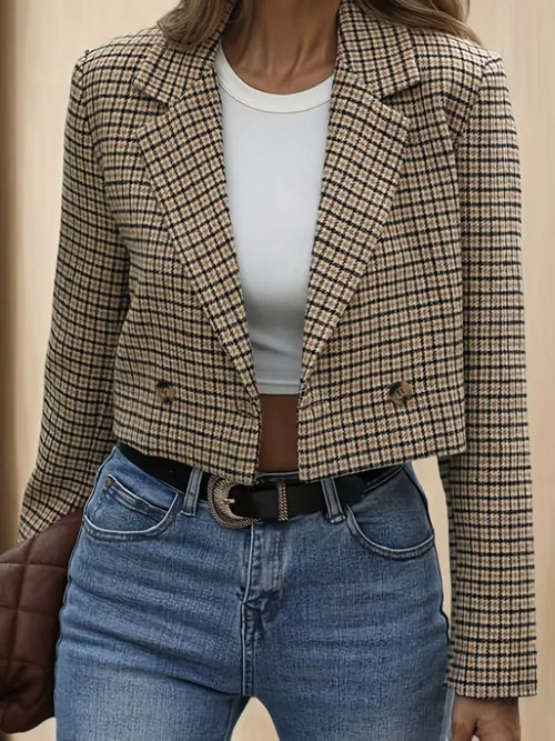 Plaid blazer with long sleeves