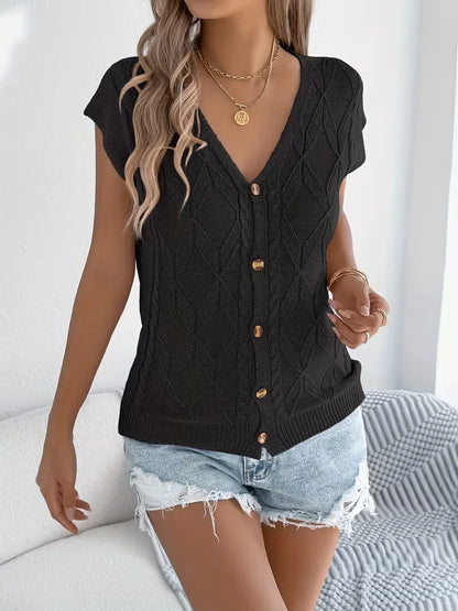 Vest with V-neck and Buttons