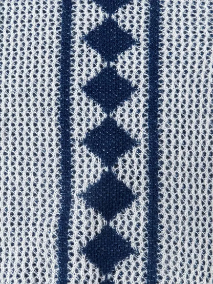 Cardigan with Buttons and Diamond Pattern
