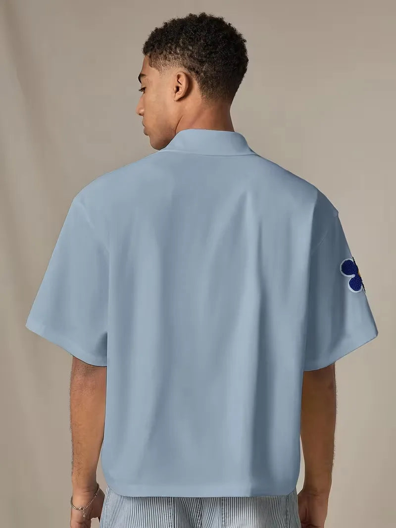 Short Sleeve Shirt with Flowers