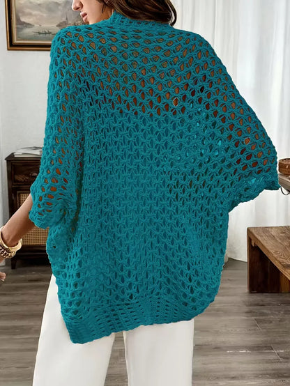 Oversized cardigan with hollow-out design