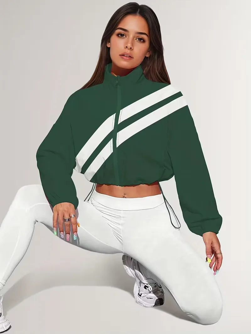 Track jacket with elastic cuffs