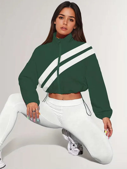 Track jacket with elastic cuffs