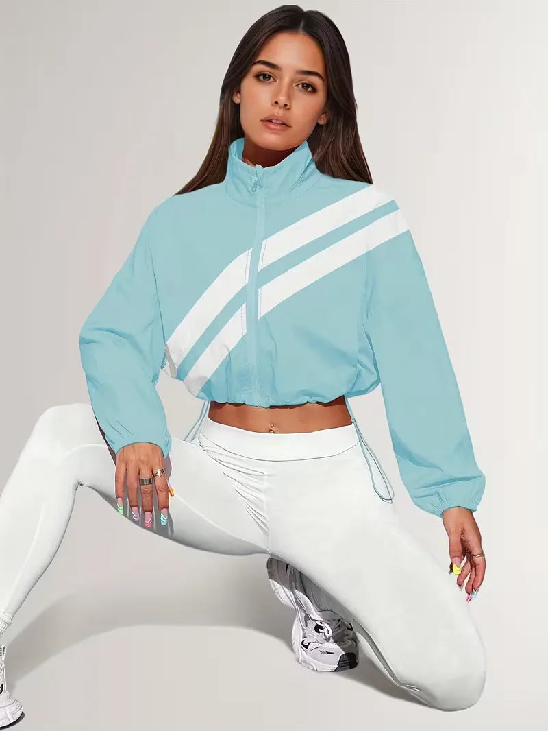 Track jacket with elastic cuffs