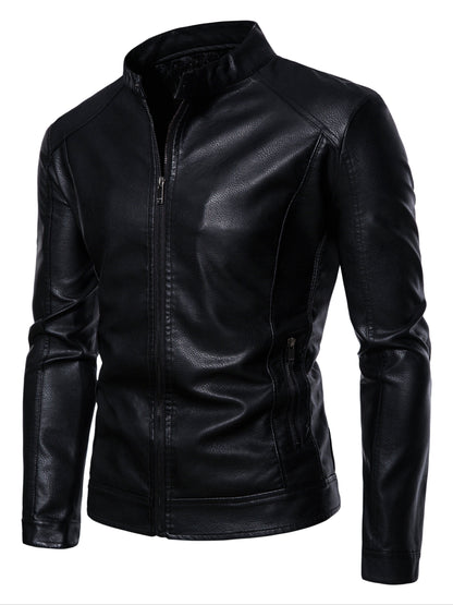 Cas | Stylish faux leather men's jacket with fleece lining