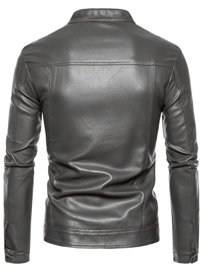 Cas | Stylish faux leather men's jacket with fleece lining