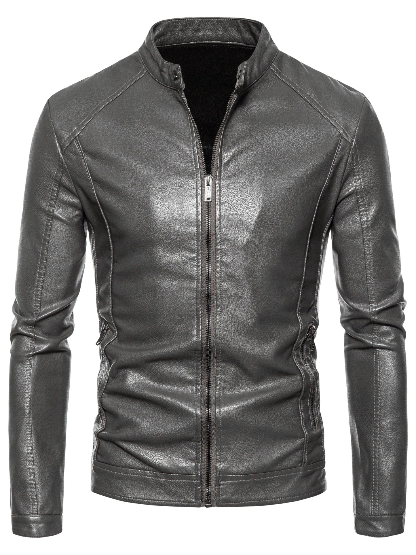 Cas | Stylish faux leather men's jacket with fleece lining