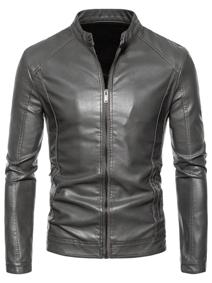 Cas | Stylish faux leather men's jacket with fleece lining