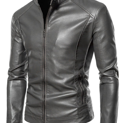 Cas | Stylish faux leather men's jacket with fleece lining