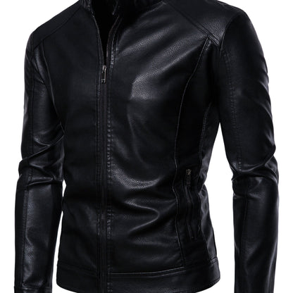 Cas | Stylish faux leather men's jacket with fleece lining