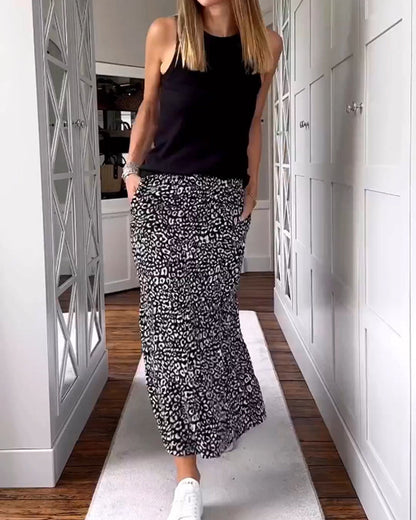 Casual Printed Long Skirt