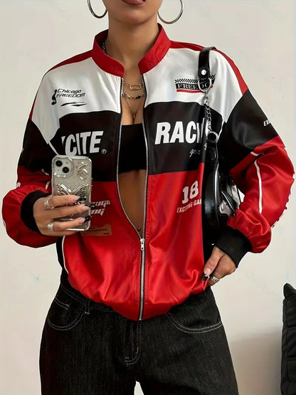 Bomber jacket with racing theme