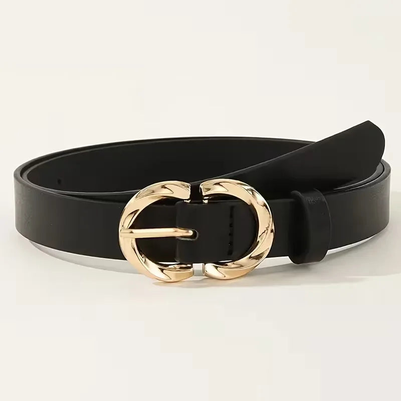 Narrow belt with metal buckles