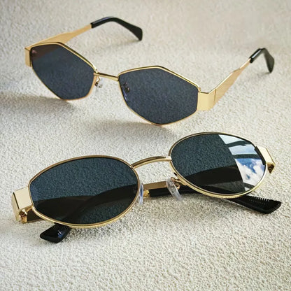 Sunglasses with Oval Metallic Frame