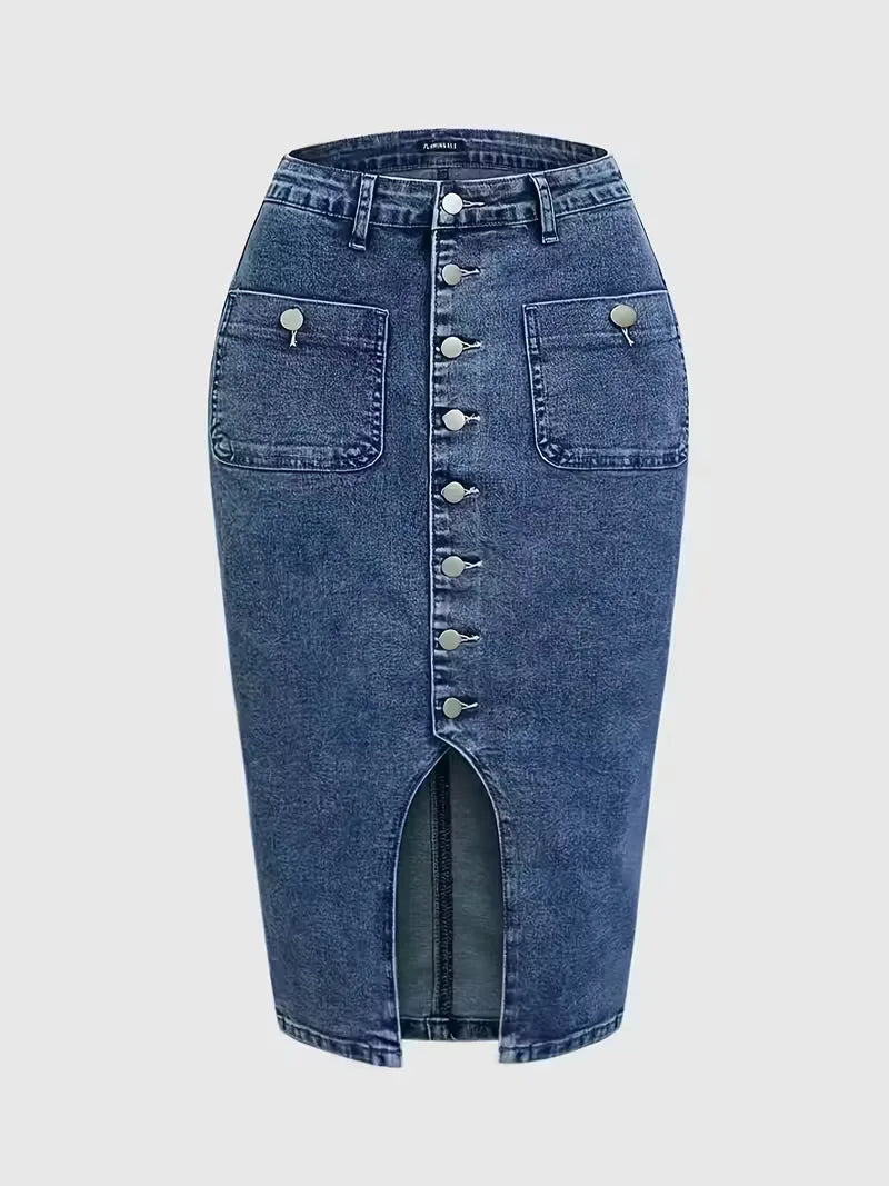Denim skirt with split