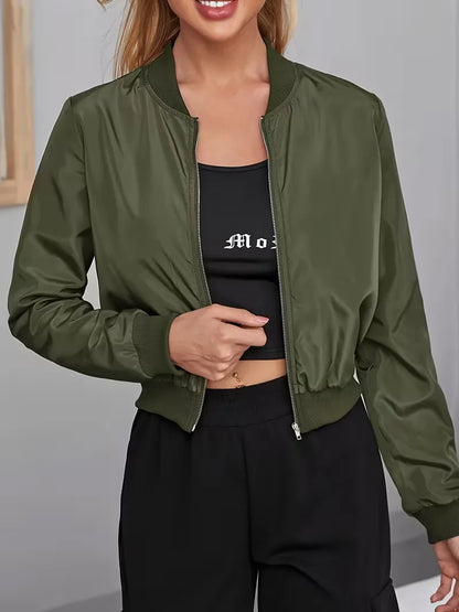 Bomber Jacket with Ribbed Cuffs