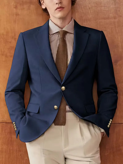 Slim fit blazer with gold buttons