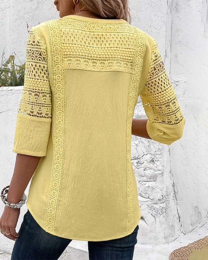 Citroen yellow top with 3/4 sleeves