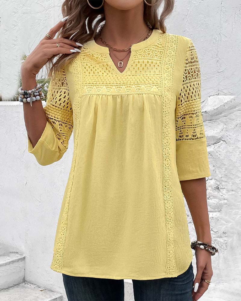Citroen yellow top with 3/4 sleeves
