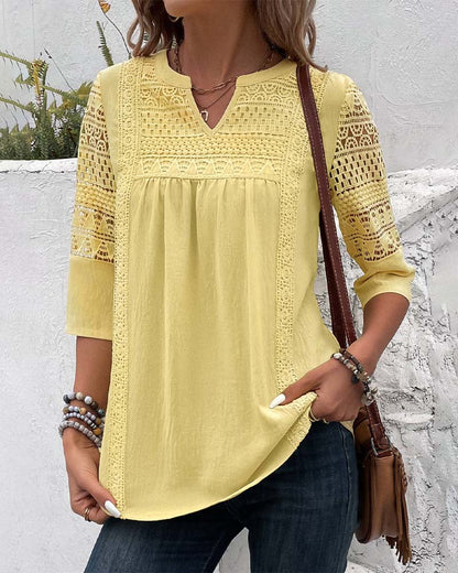 Citroen yellow top with 3/4 sleeves