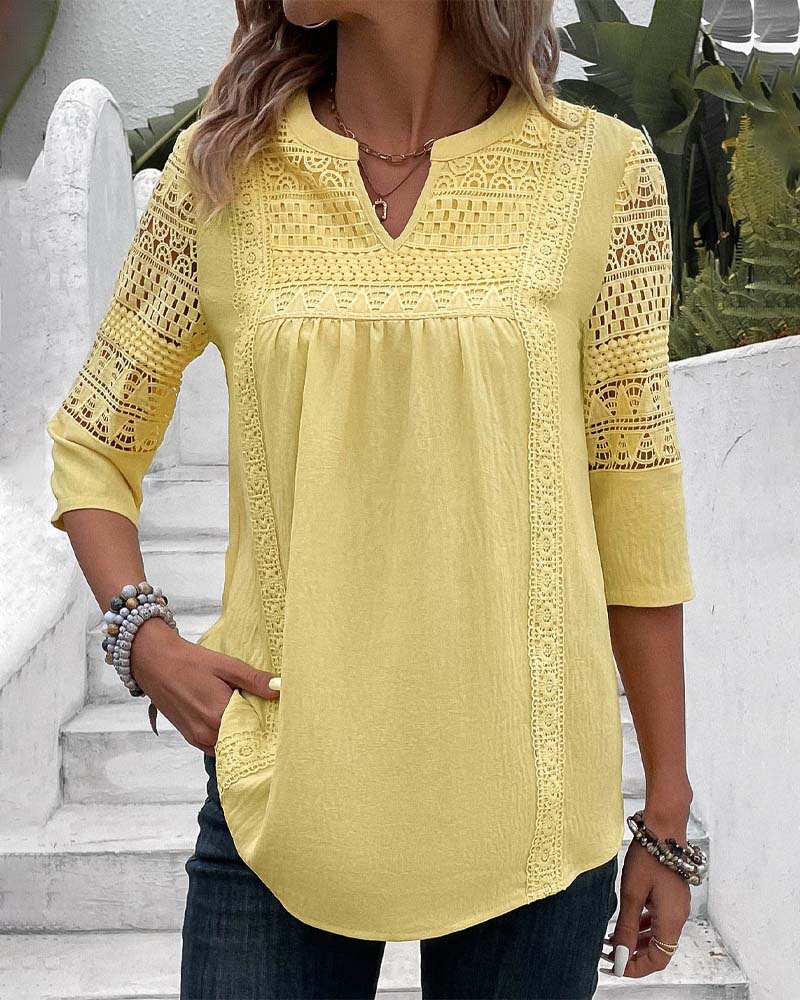 Citroen yellow top with 3/4 sleeves