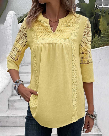 Citroen yellow top with 3/4 sleeves