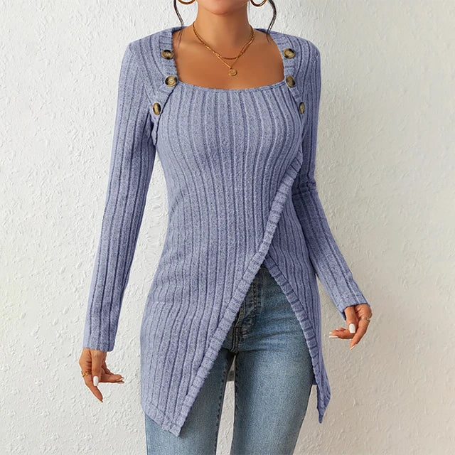 Claudia | Asymmetrical Ribbed Cardigan