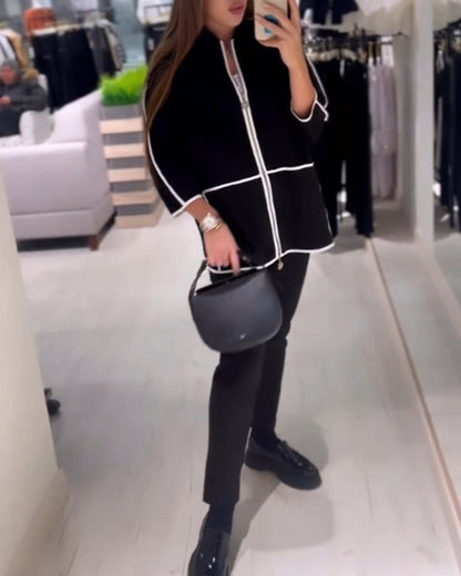 Contrast Coat with Zip