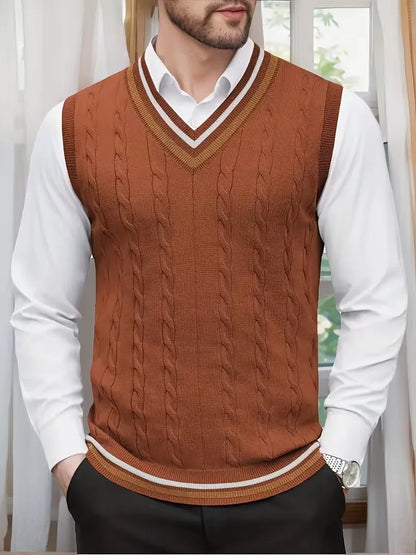 Sleeveless Knitted Waistcoat with V-Neck