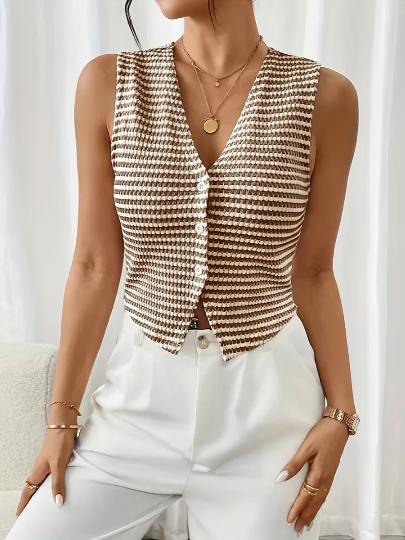 Vest with V-neck and Buttons