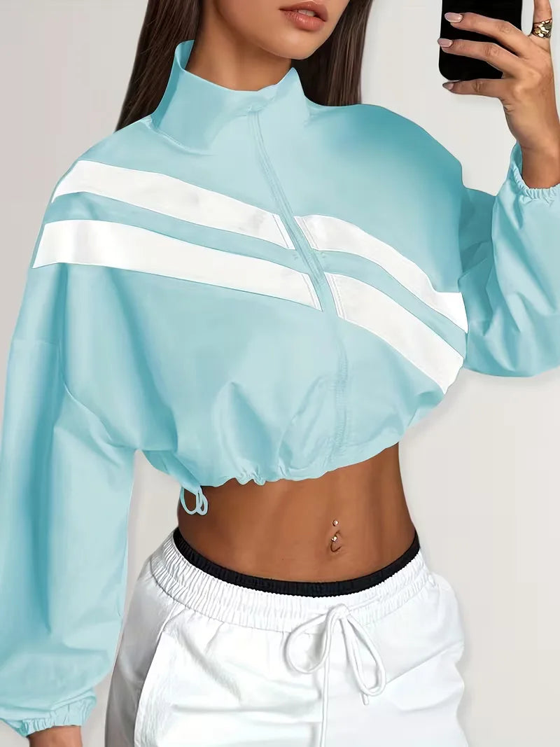 Track jacket with elastic cuffs