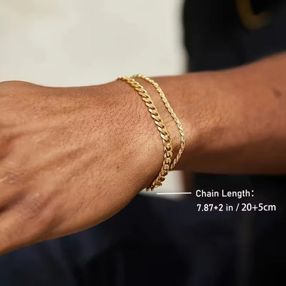 Bracelet set with Cuban link and rope chain