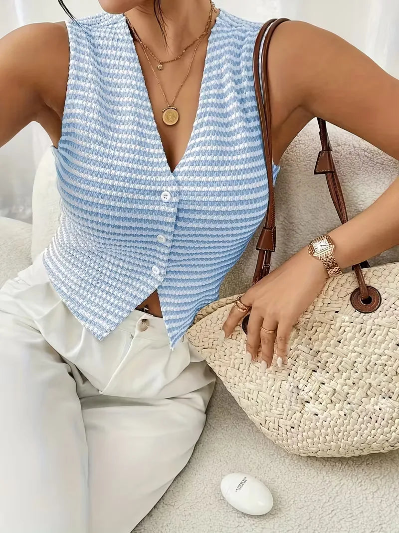 Vest with V-neck and Buttons