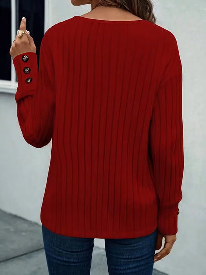 ribbed V-neck T-shirt