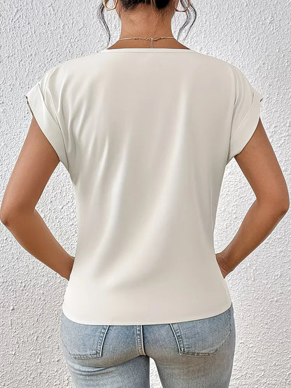 V-neck T-shirt with Draped Front