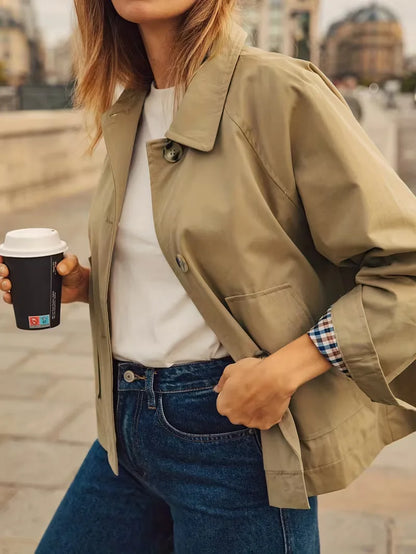 Trench coat with checked lining