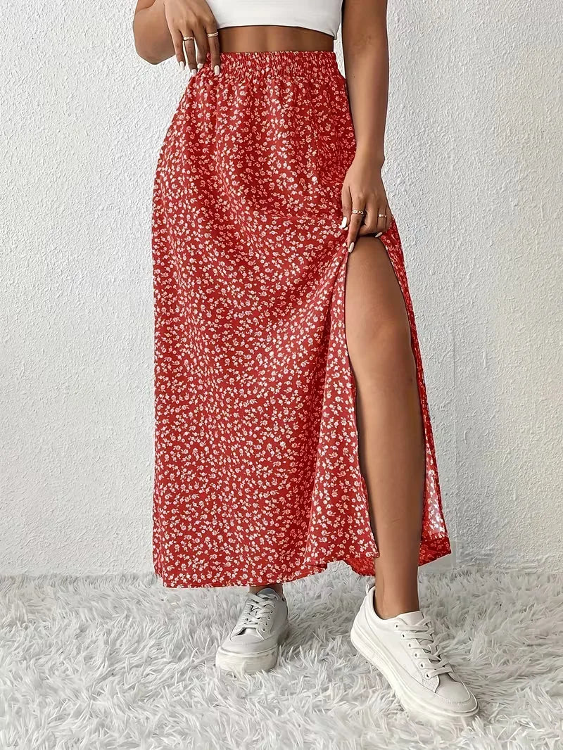 A-line skirt with flowers