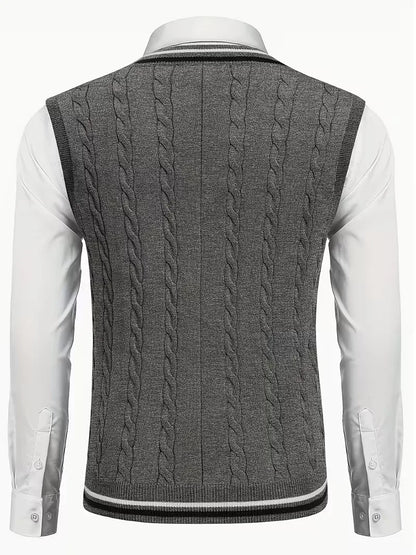 Sleeveless Knitted Waistcoat with V-Neck