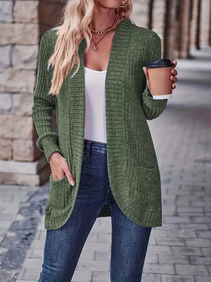 Open vest with ribbed texture