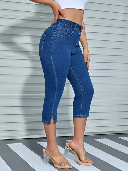 Skinny jeans with split hem