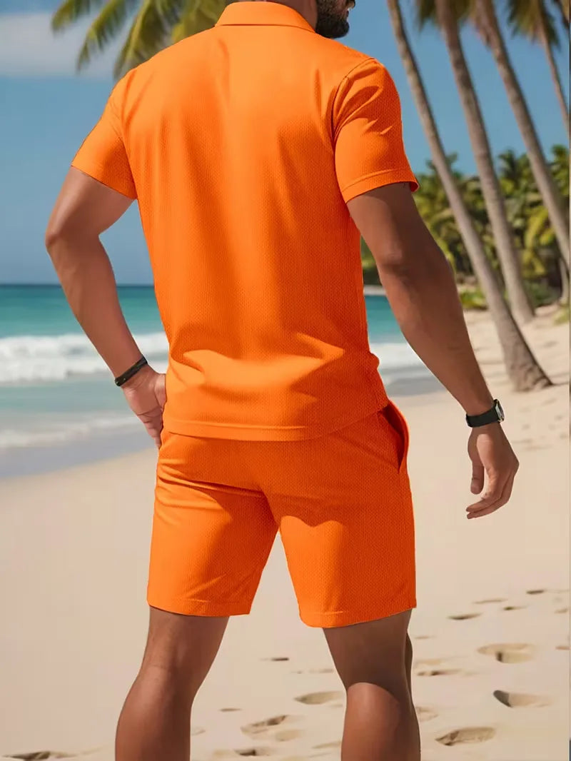 Summer clothing set with polo and shorts