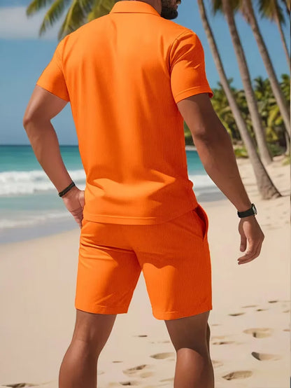 Summer clothing set with polo and shorts