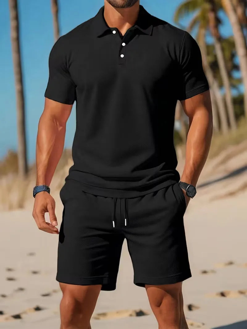 Summer clothing set with polo and shorts