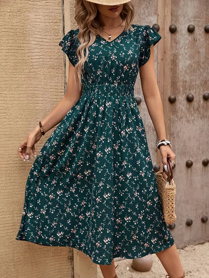 A-line dress with floral print