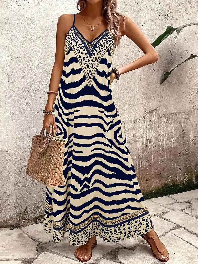Maxi dress with leopard print