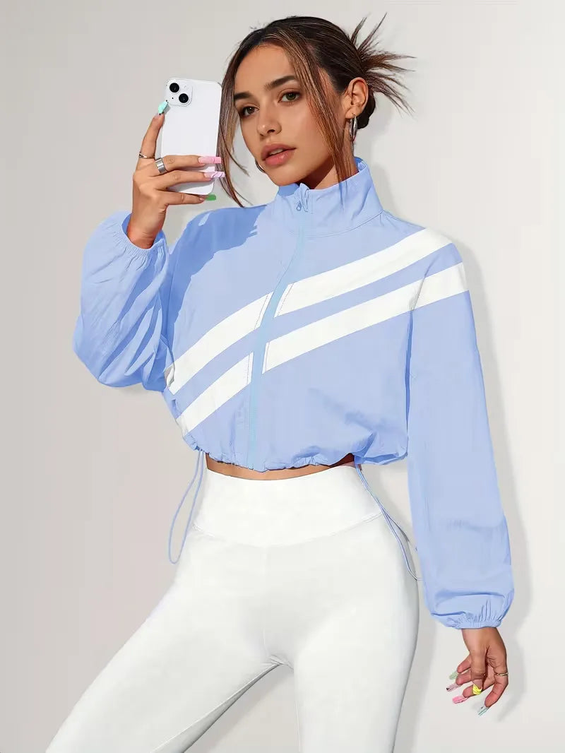 Track jacket with elastic cuffs