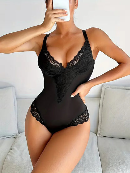 Lace Bodysuit with V-Neck