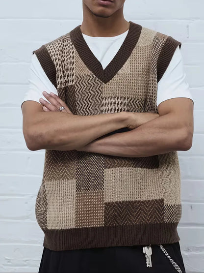Sweater vest with geometric pattern