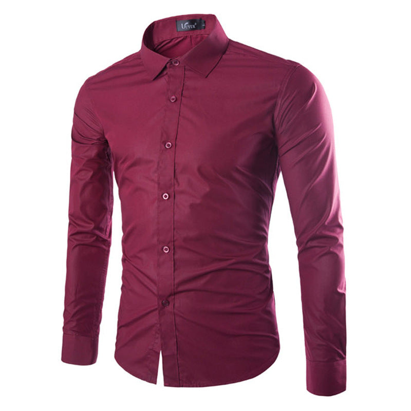 Daan | Plain Black Slim Fit Men's Shirt