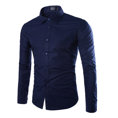 Daan | Plain Black Slim Fit Men's Shirt